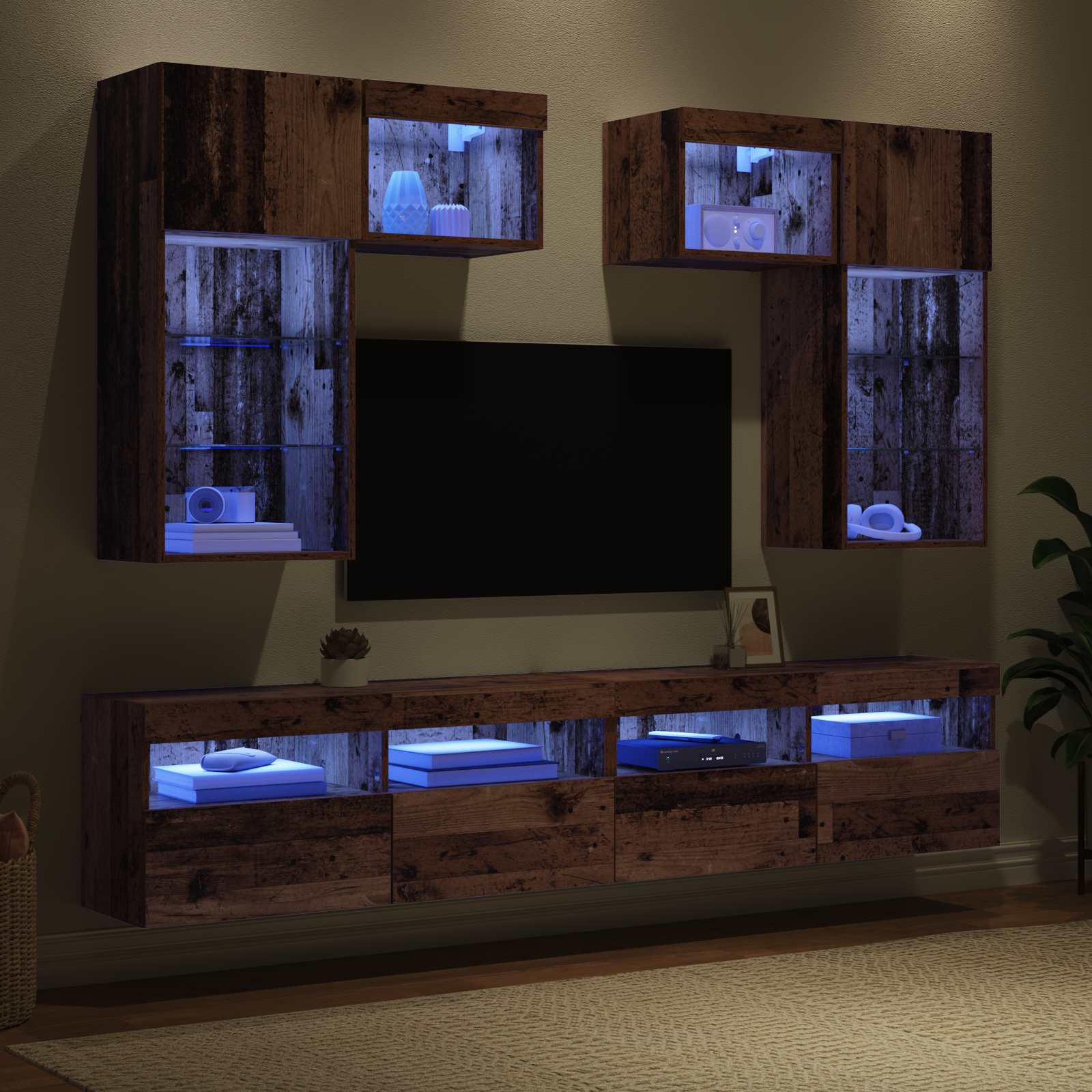 Meubles TV muraux 6 pcs Chêne noir Bois d'ingénierie - XIOS