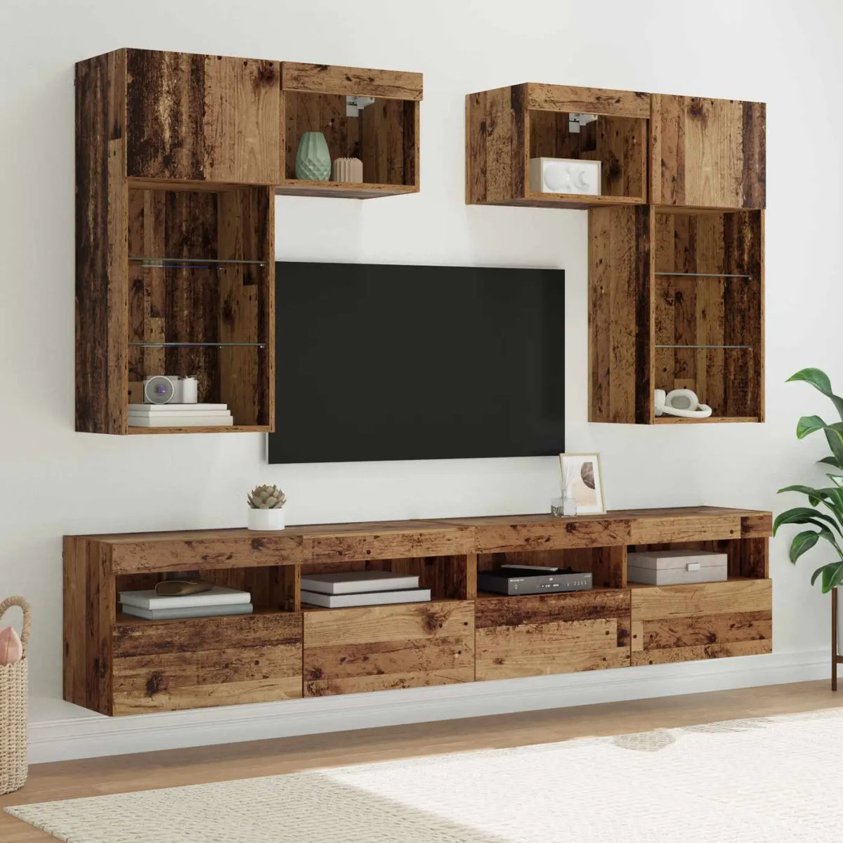 Meubles TV muraux 6 pc Chêne noir Bois d’ingénierie - XIOS