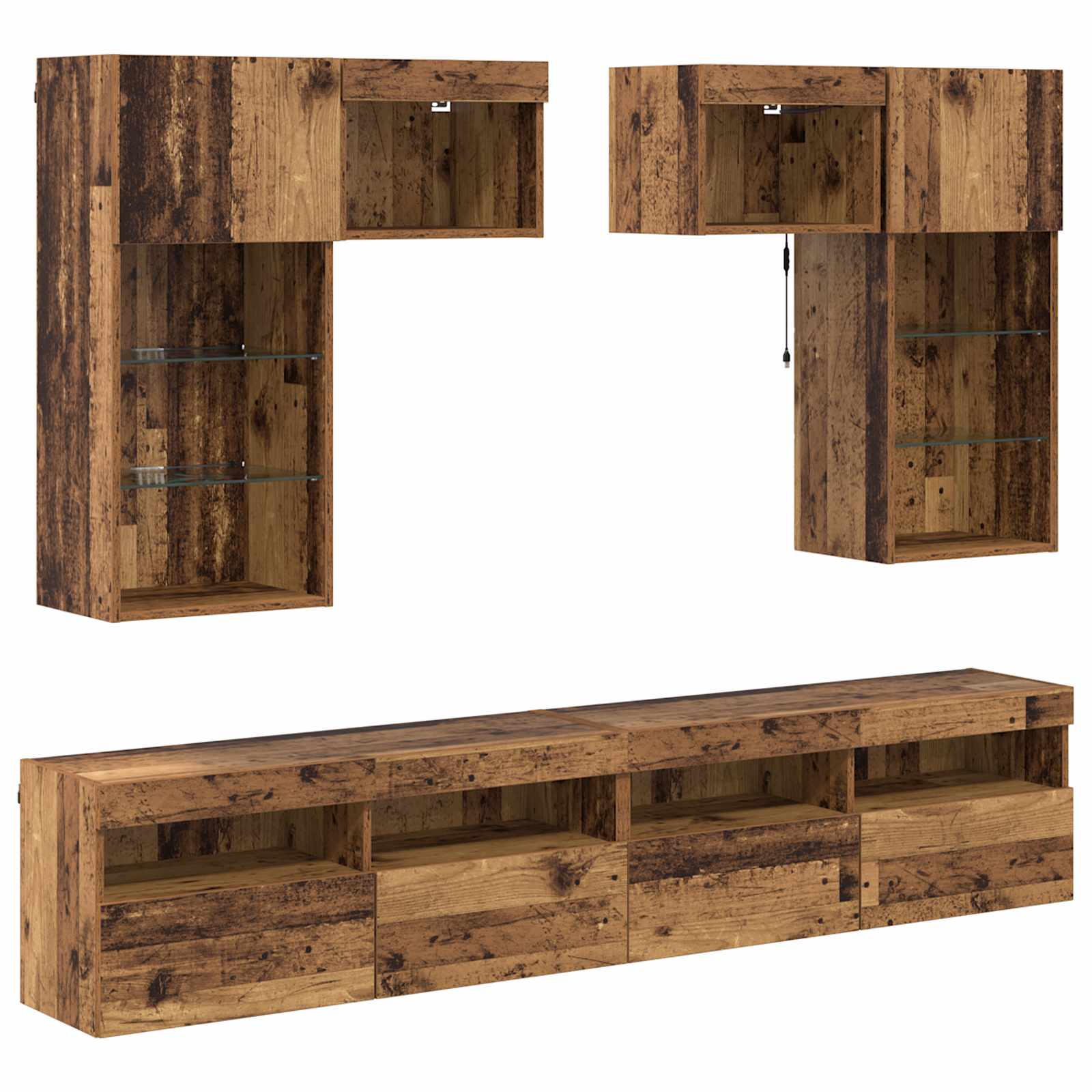Meubles TV muraux 6 pcs Chêne noir Bois d'ingénierie - XIOS