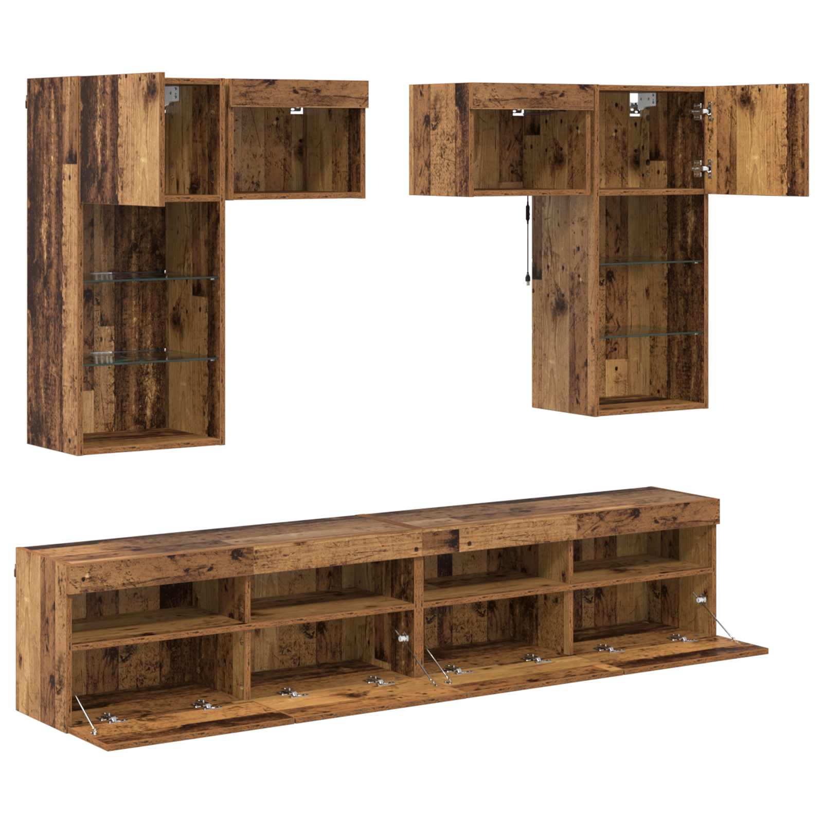 Meubles TV muraux 6 pcs Chêne noir Bois d'ingénierie - XIOS