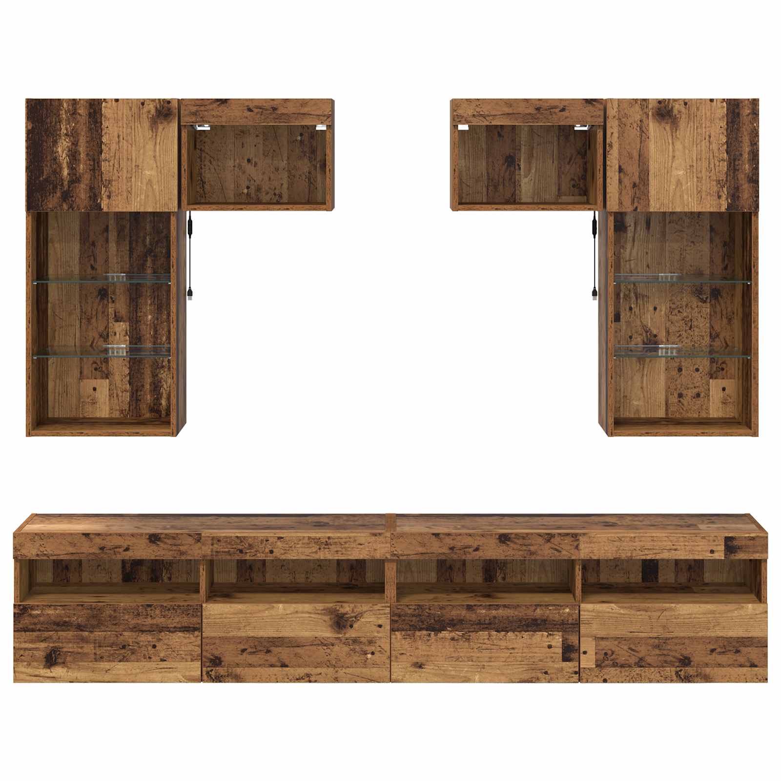 Meubles TV muraux 6 pcs Chêne noir Bois d'ingénierie - XIOS