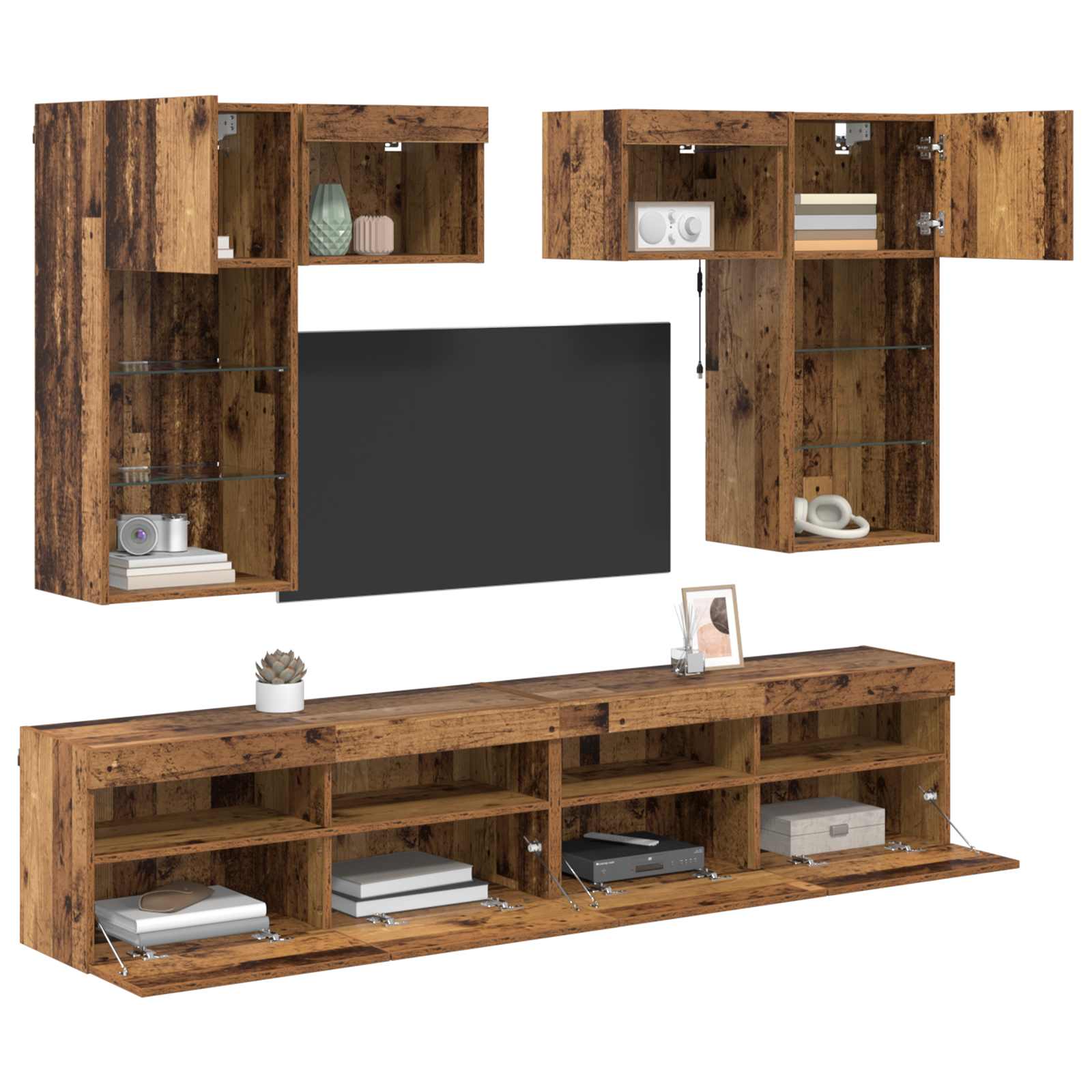 Meubles TV muraux 6 pcs Chêne noir Bois d'ingénierie - XIOS