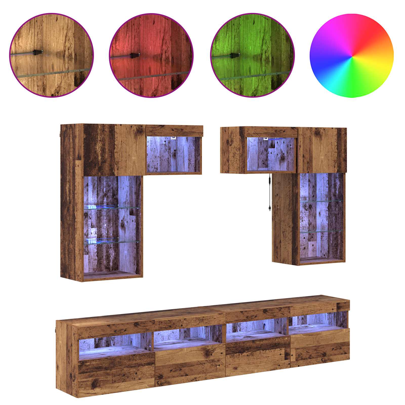Meubles TV muraux 6 pcs Chêne noir Bois d'ingénierie - XIOS