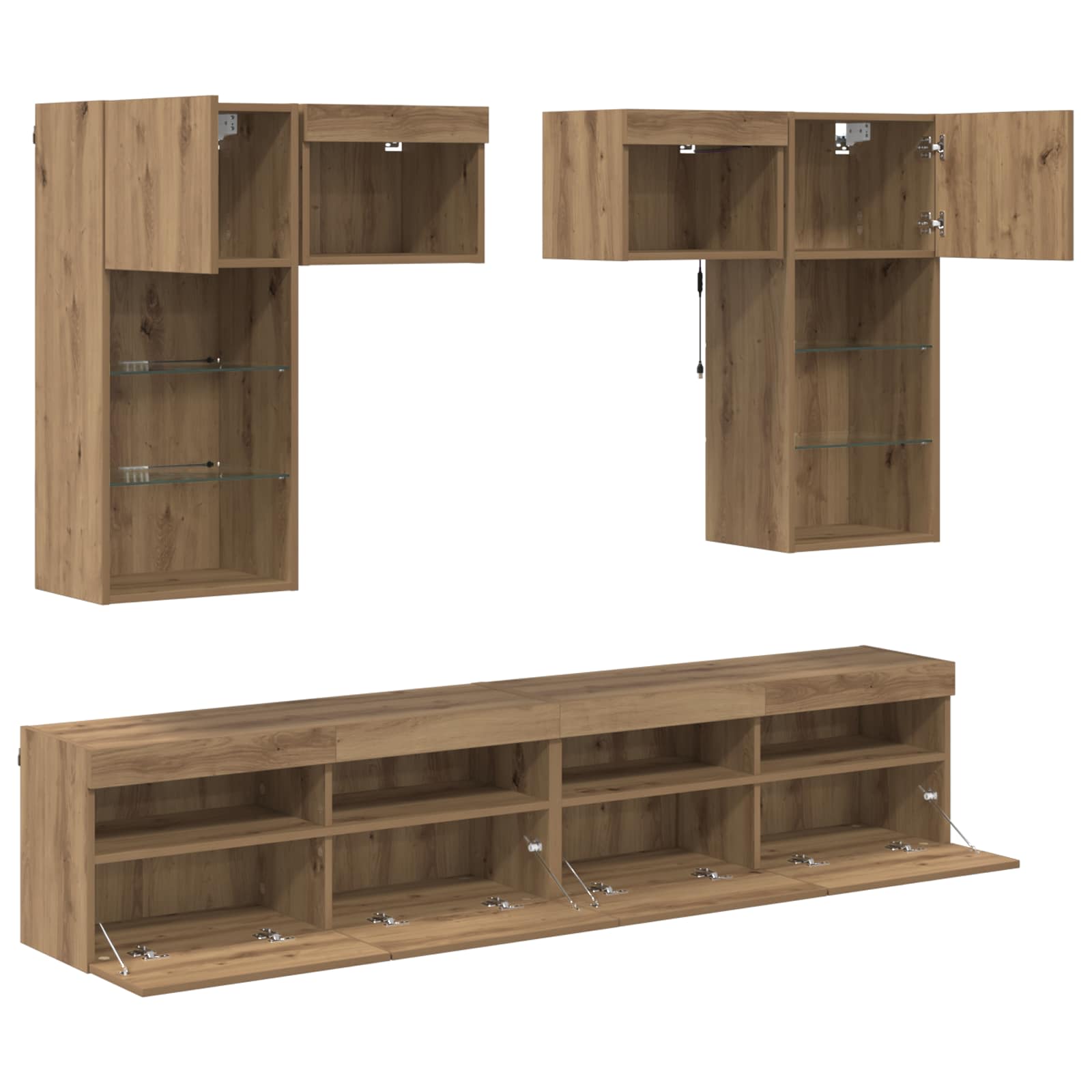 Meubles TV muraux 6 pcs Bois Ancien Bois d'ingénierie - XIOS