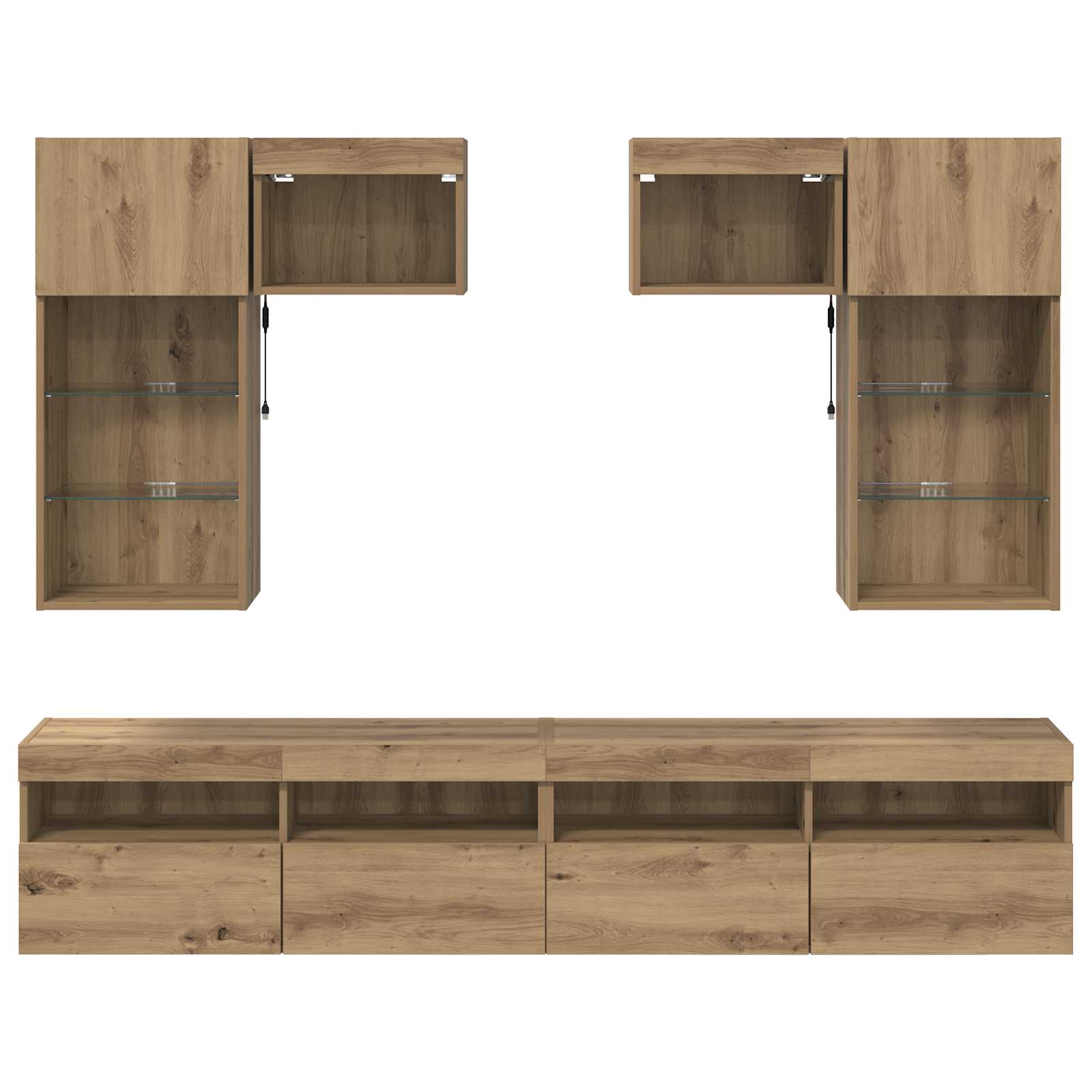 Meubles TV muraux 6 pcs Bois Ancien Bois d'ingénierie - XIOS