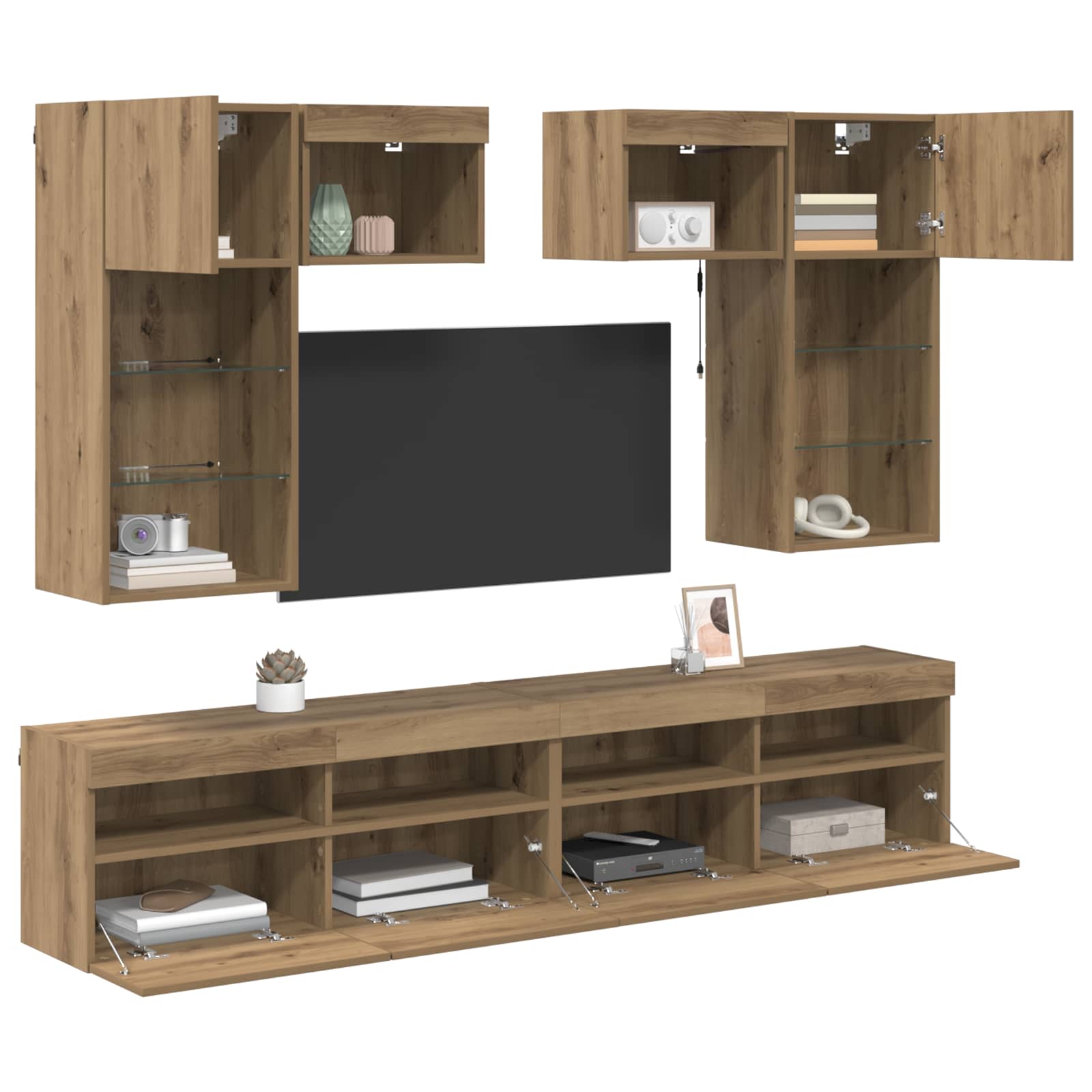 Meubles TV muraux 6 pcs Bois Ancien Bois d'ingénierie - XIOS