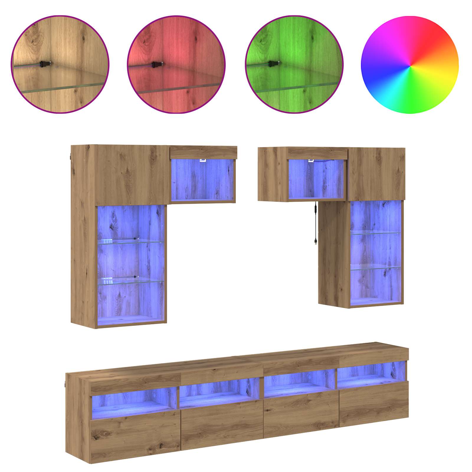 Meubles TV muraux 6 pcs Bois Ancien Bois d'ingénierie - XIOS