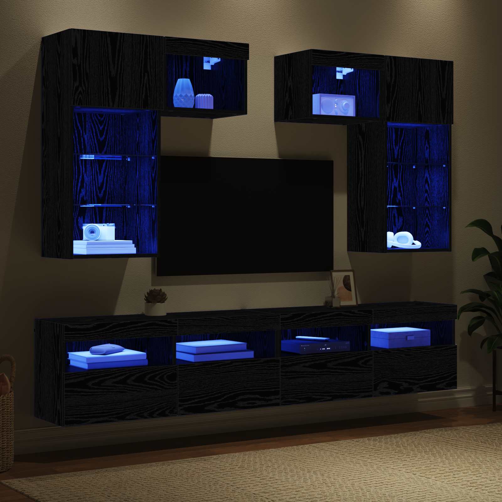 Meubles TV muraux 6 pcs Chêne artisanal Bois d'ingénierie - XIOS