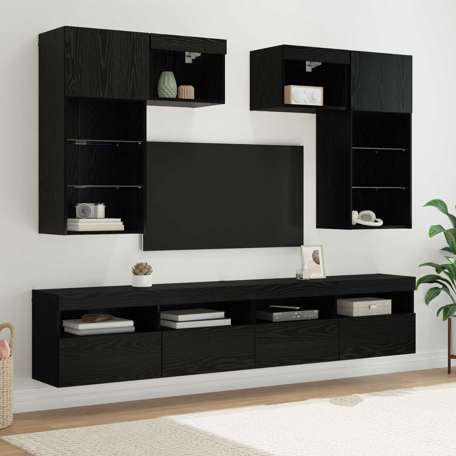 Meubles TV muraux 6 pc Chêne artisanal Bois d'ingénierie