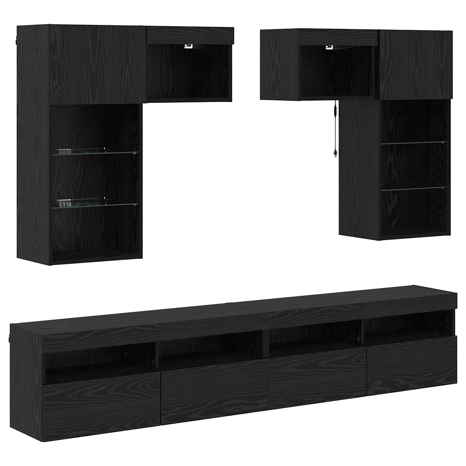 Meubles TV muraux 6 pc Chêne artisanal Bois d'ingénierie
