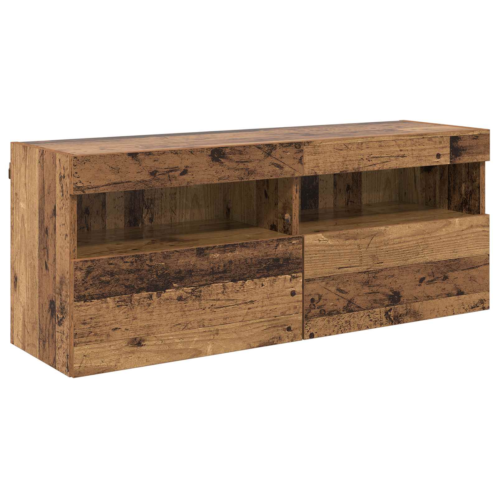 Ensemble de meuble TV mural avec éclairage LED 7 pc Bois ancien