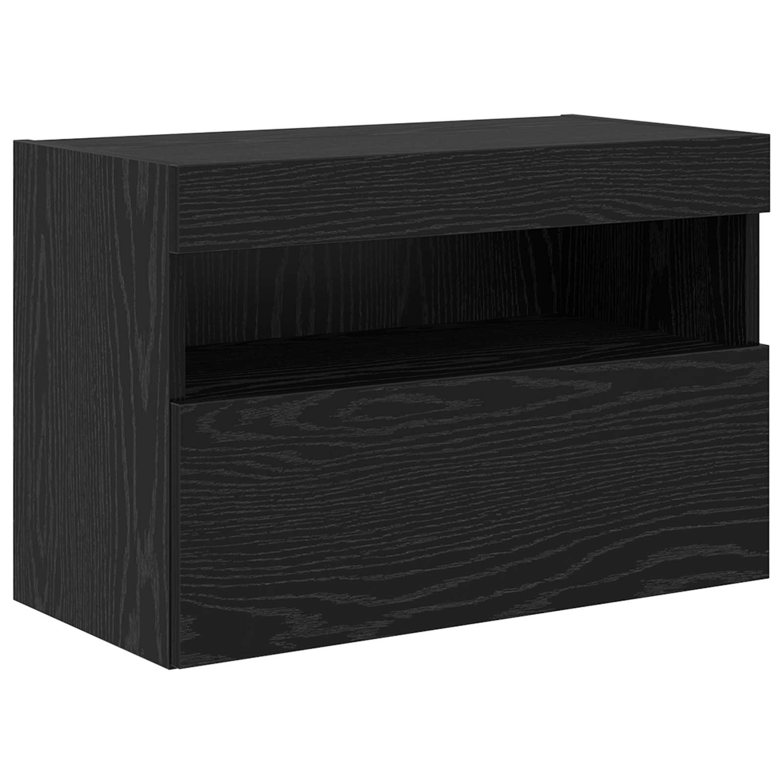 Ensemble de meuble TV mural avec éclairage LED 7 pc Chêne noir