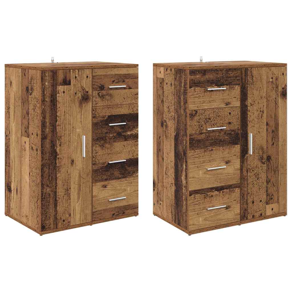 Buffets avec tiroir Corona 2 pcs Bois Ancien 59 x 39 x 80 cm - XIOS
