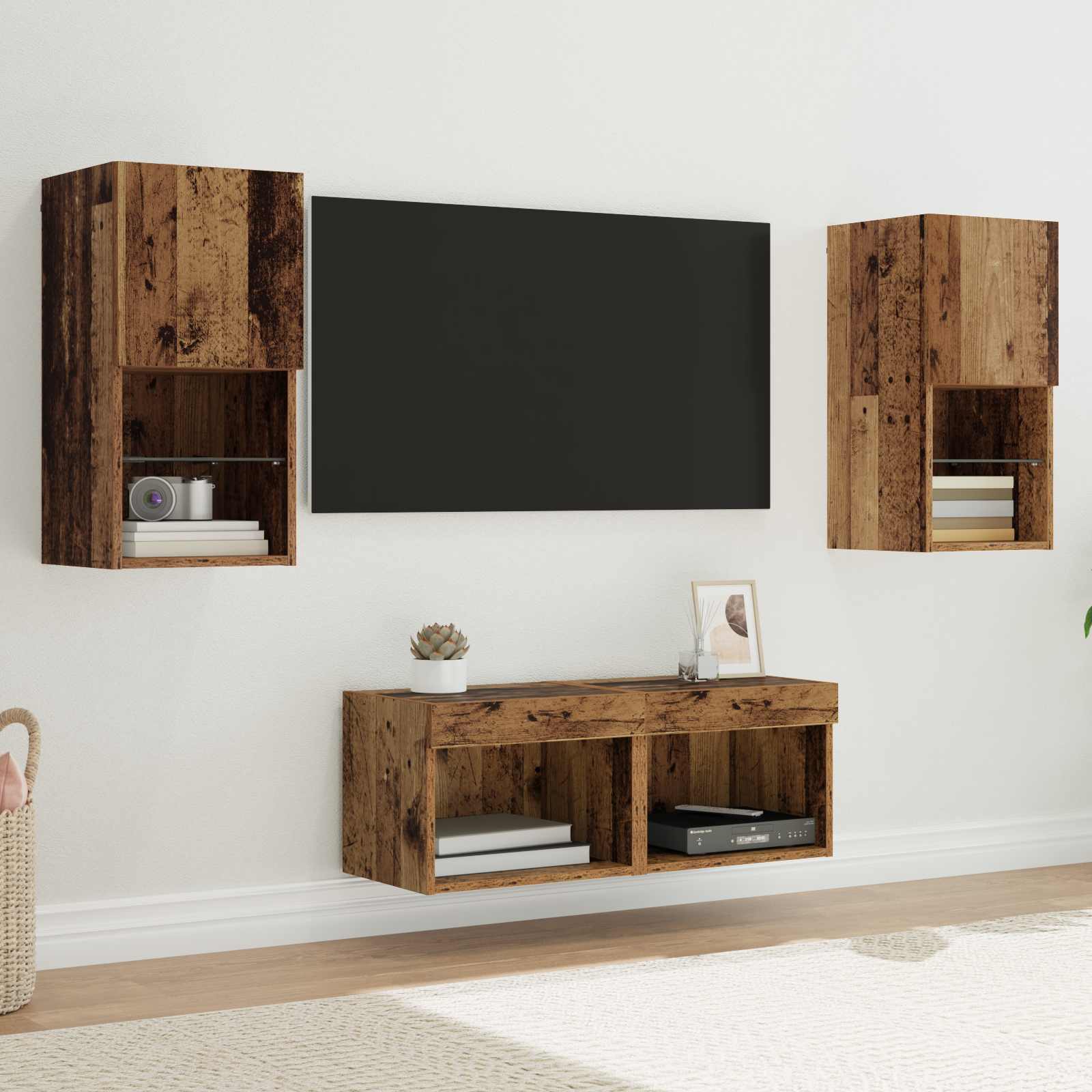 Meubles TV muraux 4 pcs Bois Ancien Bois d'ingénierie - XIOS