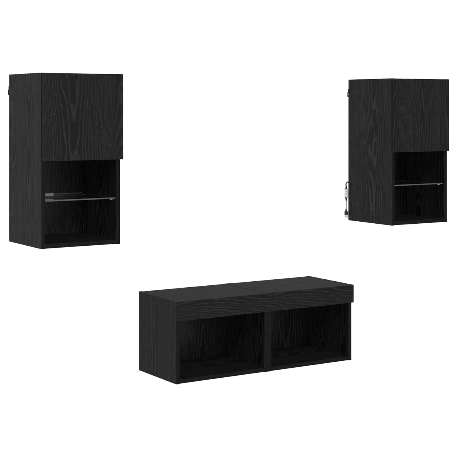Meubles TV muraux 4 pcs Chêne noir Bois d'ingénierie - XIOS