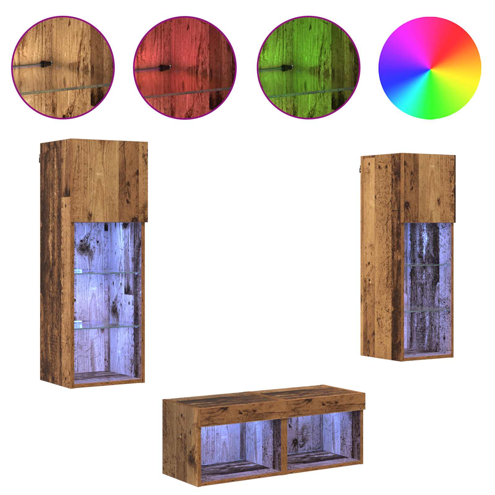 Meubles TV muraux 4 pcs Chêne artisanal 40 x 30 x 30 cm - XIOS