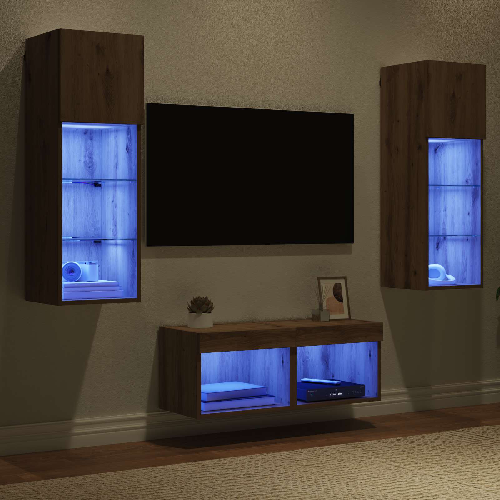 Meubles TV muraux 4 pcs Chêne noir 40 x 30 x 30 cm - XIOS