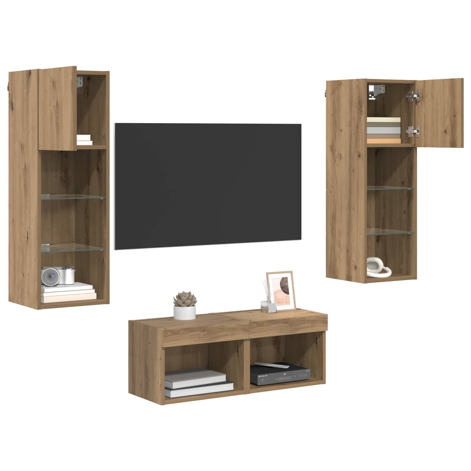 Meubles TV muraux 4 pcs Chêne noir 40 x 30 x 30 cm - XIOS