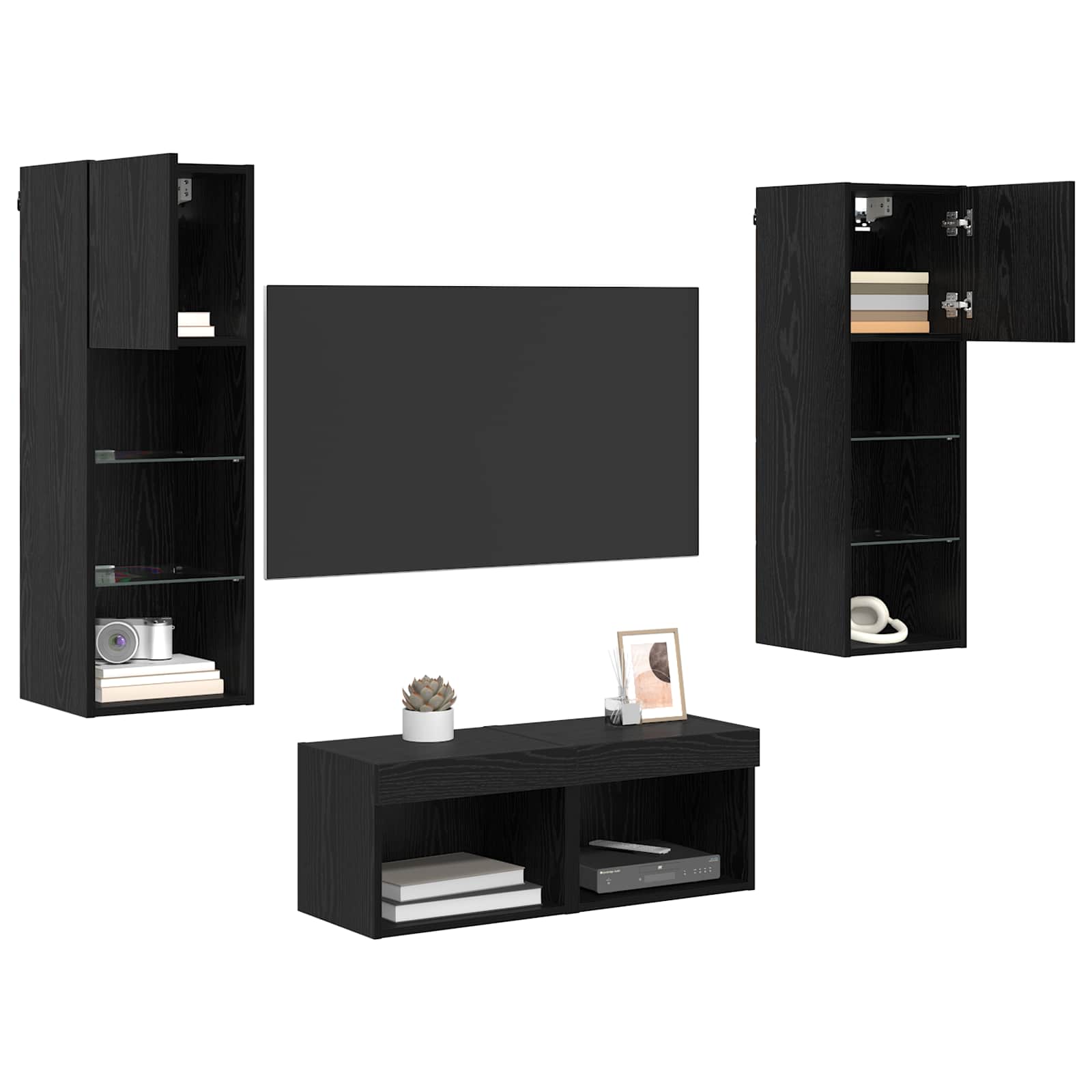 Meubles TV muraux 4 pcs Chêne noir 40 x 30 x 30 cm - XIOS