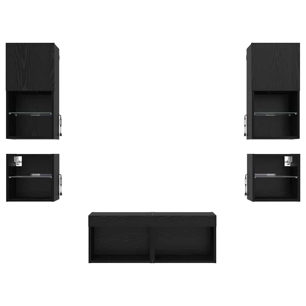 Meubles TV muraux 8 pcs Chêne noir Bois d'ingénierie - XIOS