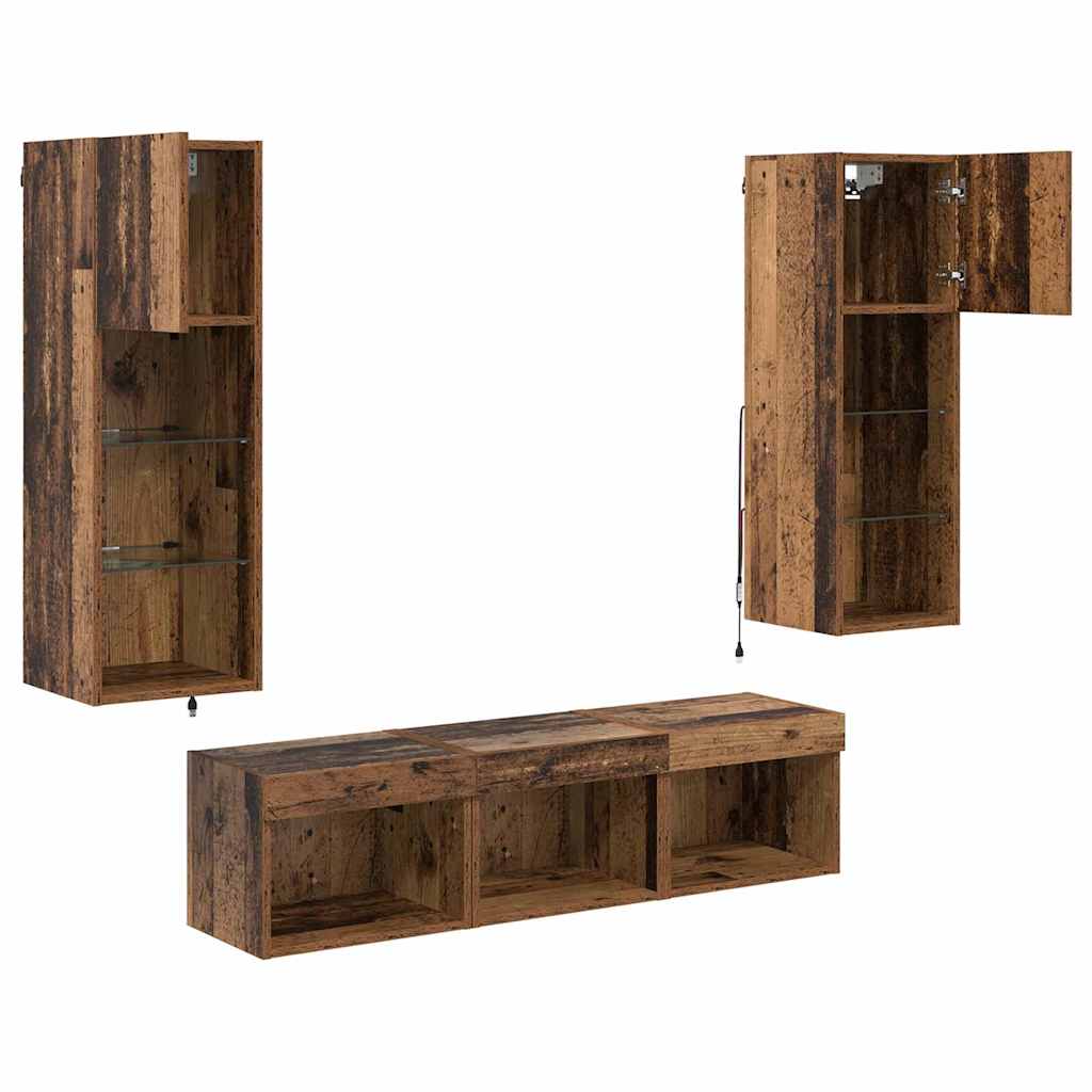 Meubles TV muraux 5 pc Chêne noir Bois d'ingénierie