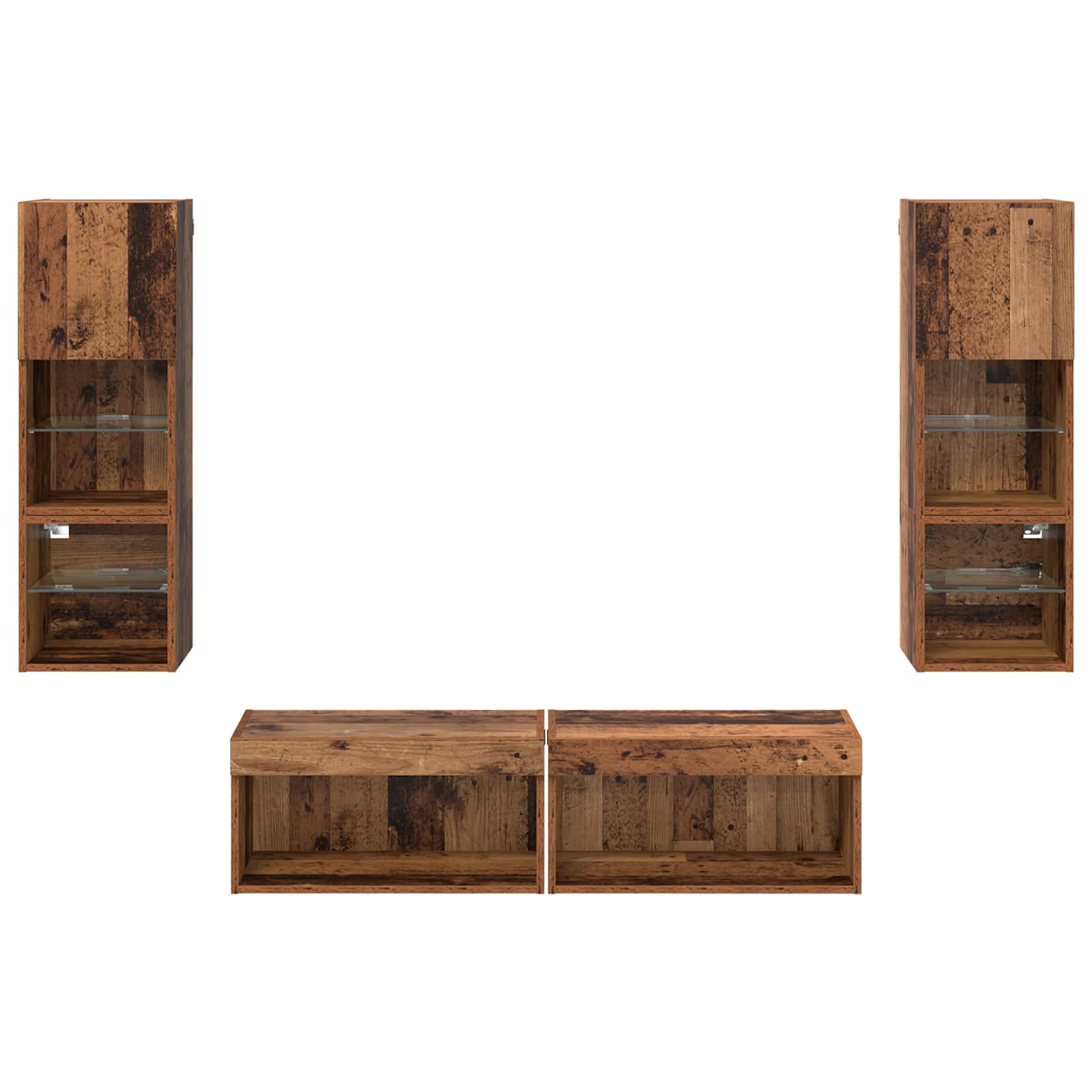 Unité murale de TV 6 pcs Bois Ancien Bois d'ingénierie - XIOS