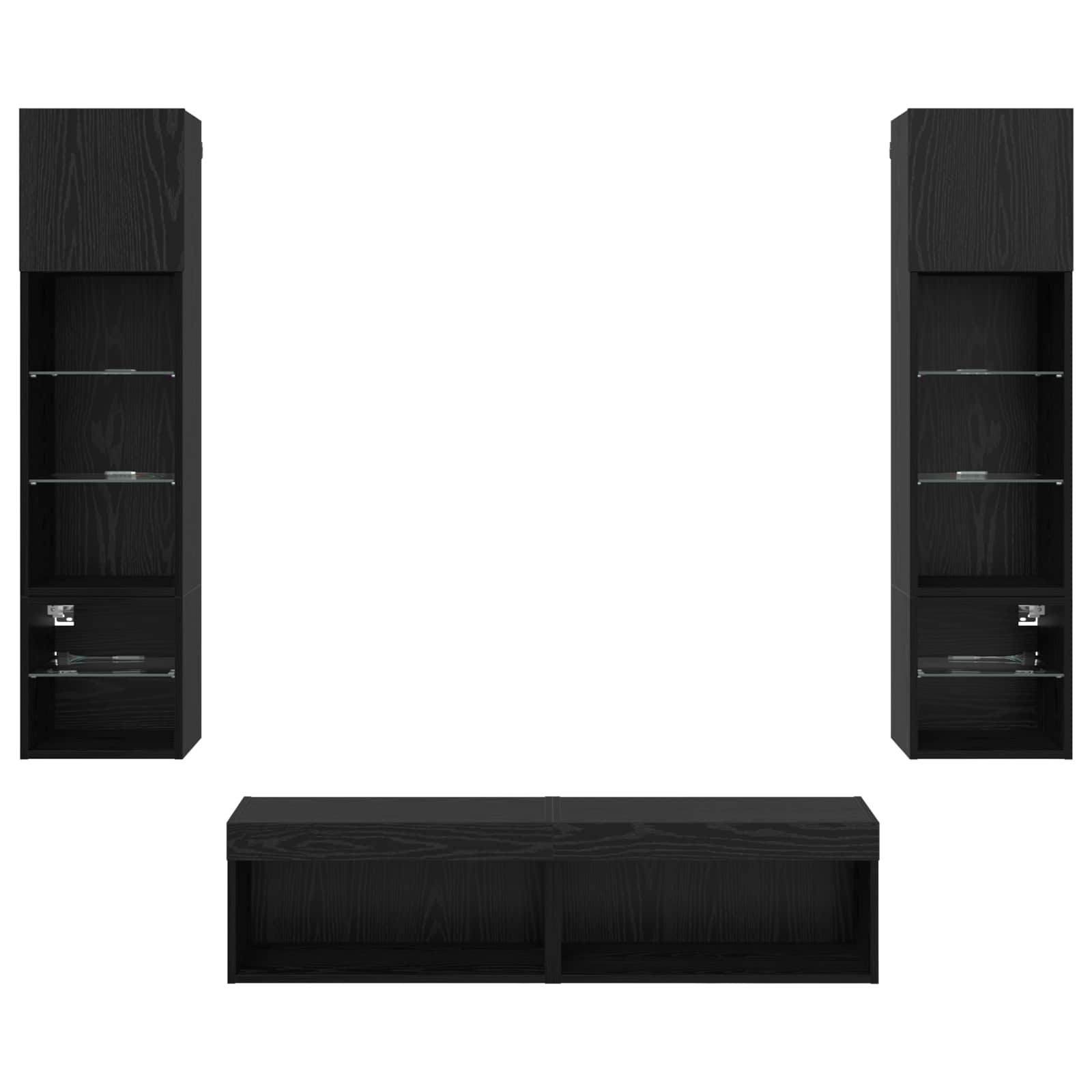Unité murale de TV 6 pcs Chêne noir Bois d'ingénierie - XIOS