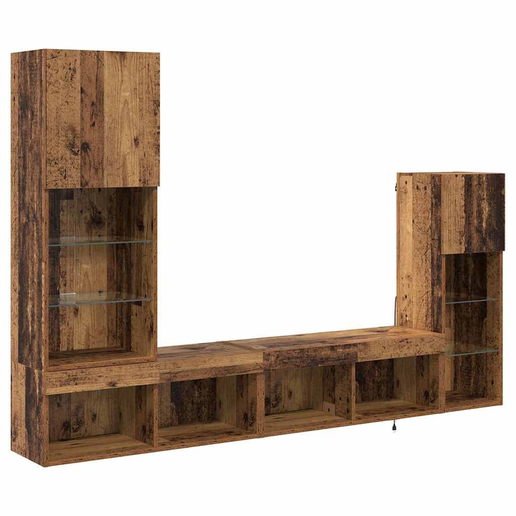 Meubles TV muraux 4 pc Bois ancien Bois d'ingénierie