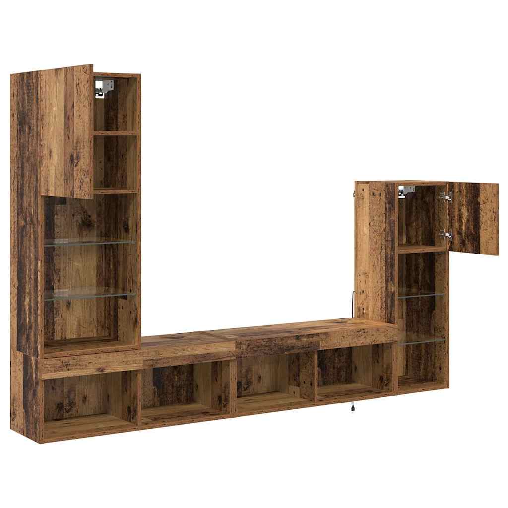 Meubles TV muraux 4 pc Bois ancien Bois d'ingénierie