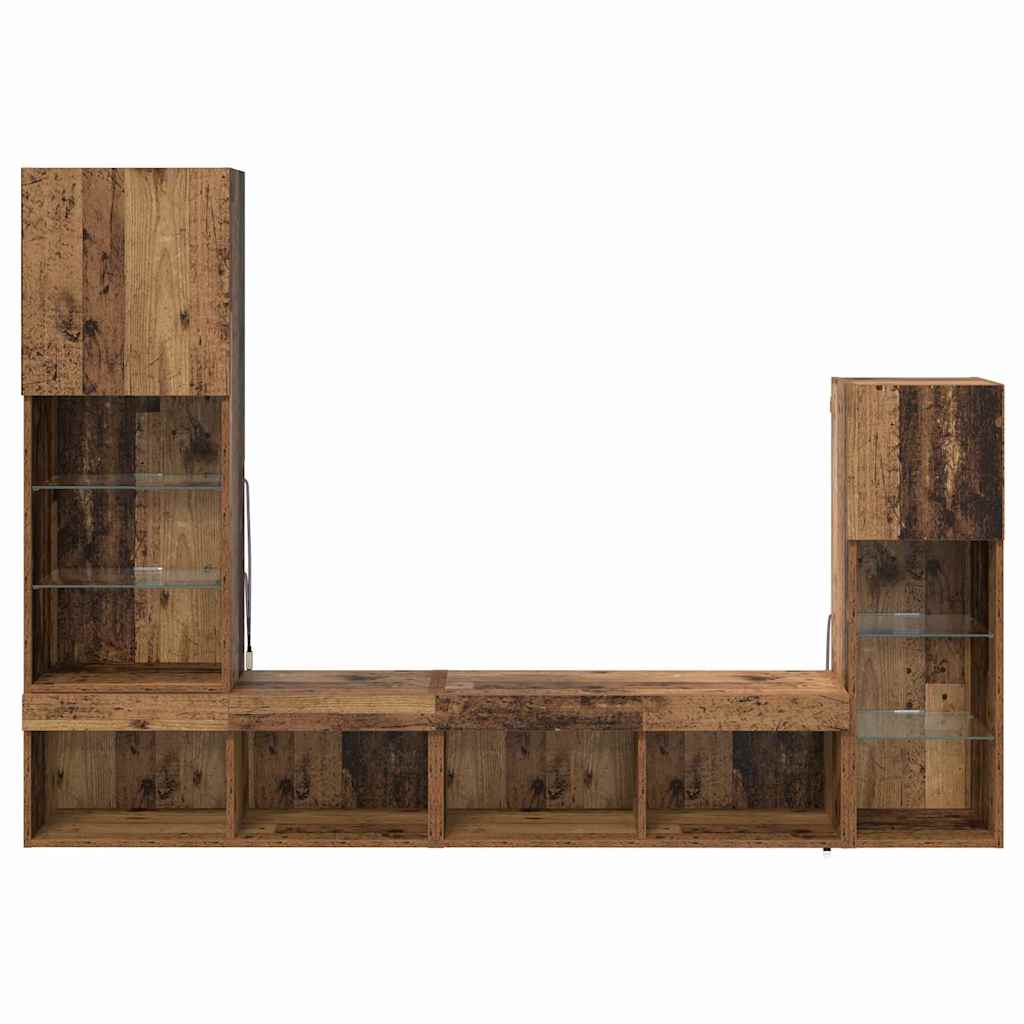 Meubles TV muraux 4 pc Bois ancien Bois d'ingénierie