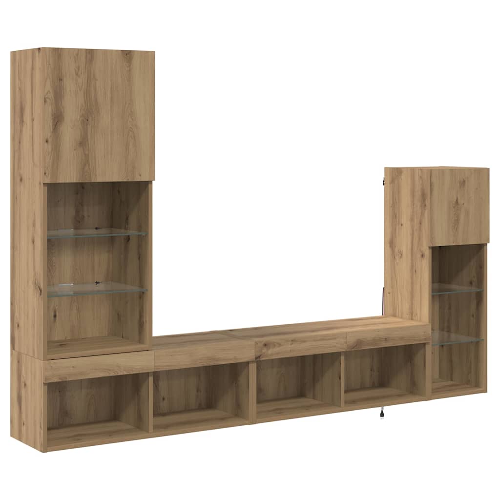 Meubles TV muraux 4 pc Chêne artisanal Bois d'ingénierie