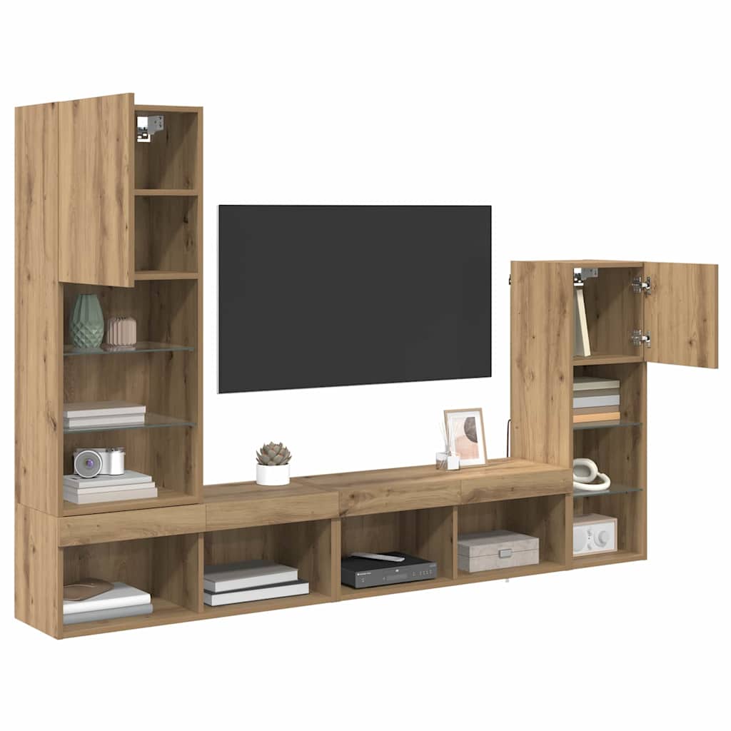 Meubles TV muraux 4 pcs Chêne artisanal Bois d'ingénierie - XIOS