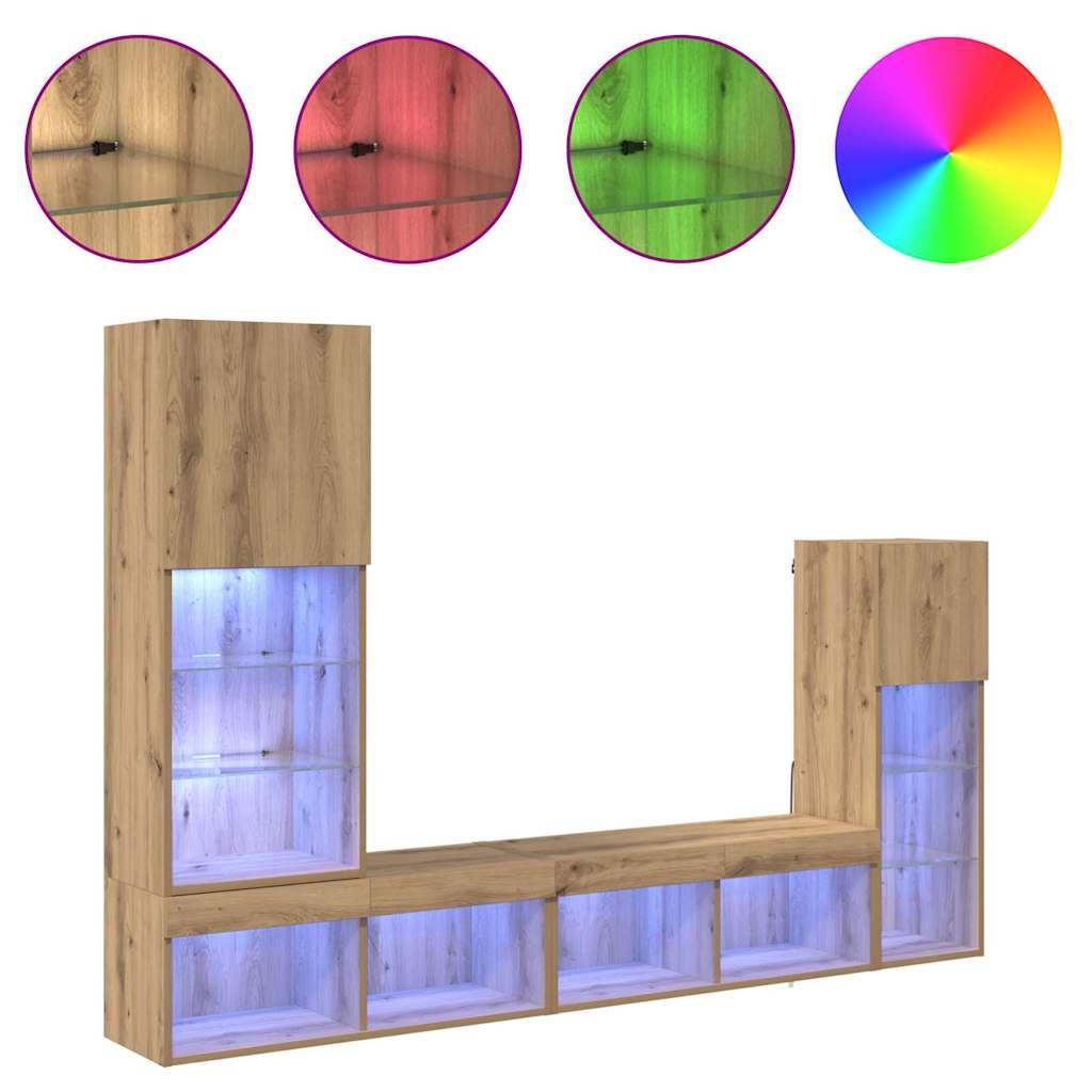 Meubles TV muraux 4 pcs Chêne artisanal Bois d'ingénierie - XIOS