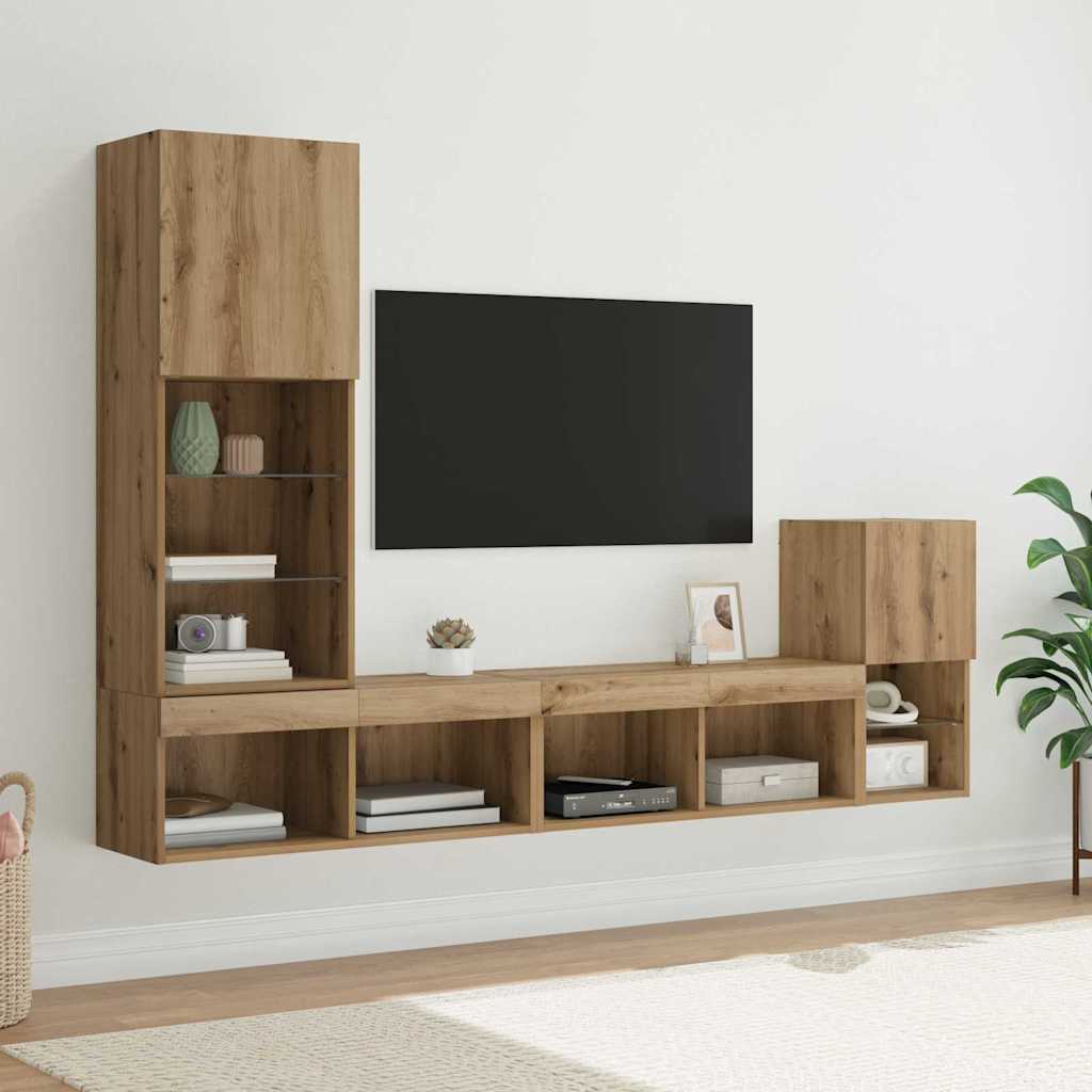 Meubles TV muraux Chêne artisanal Bois d'ingénierie - XIOS