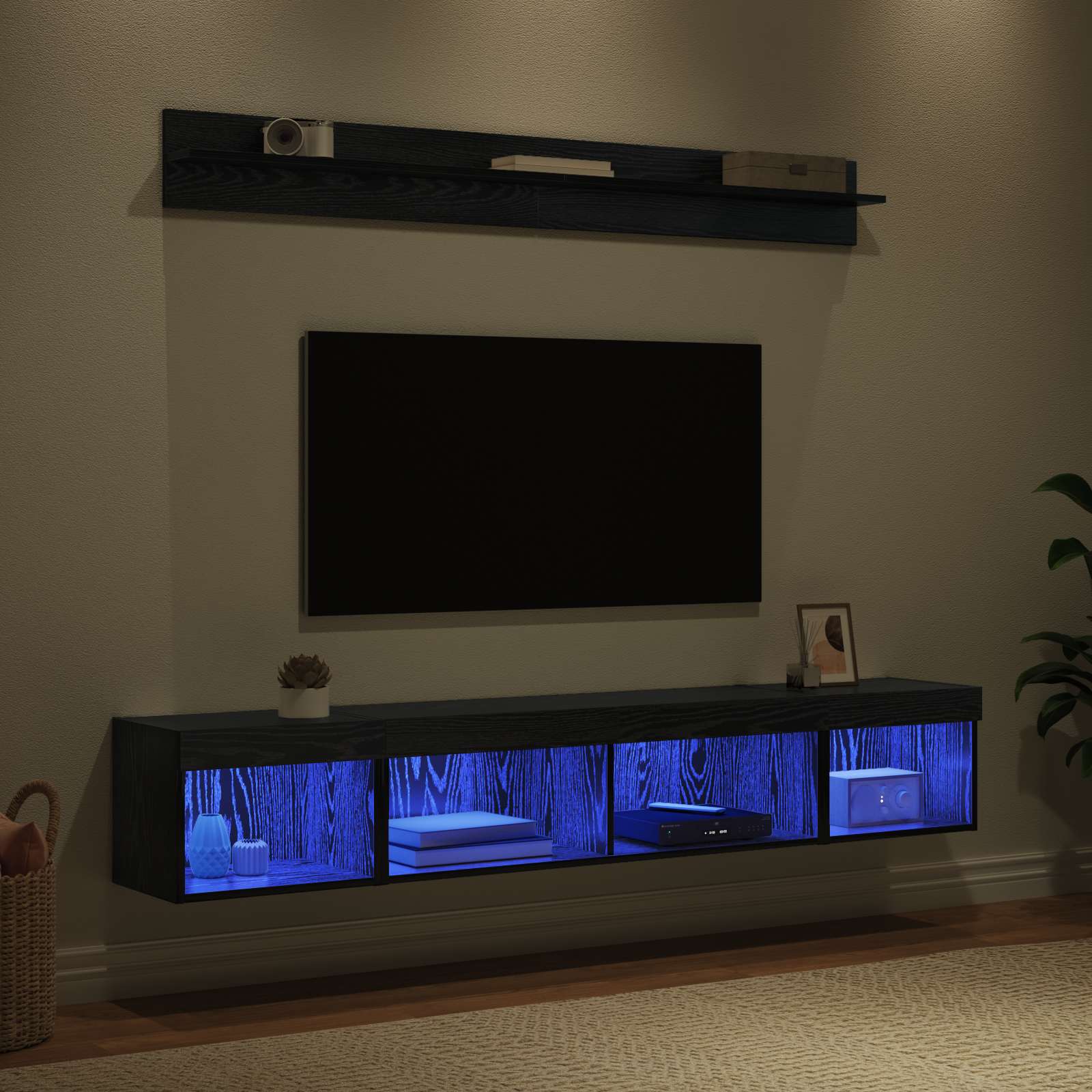 Ensemble de meuble TV mural 5 pcs Chêne noir Bois d'ingénierie - XIOS