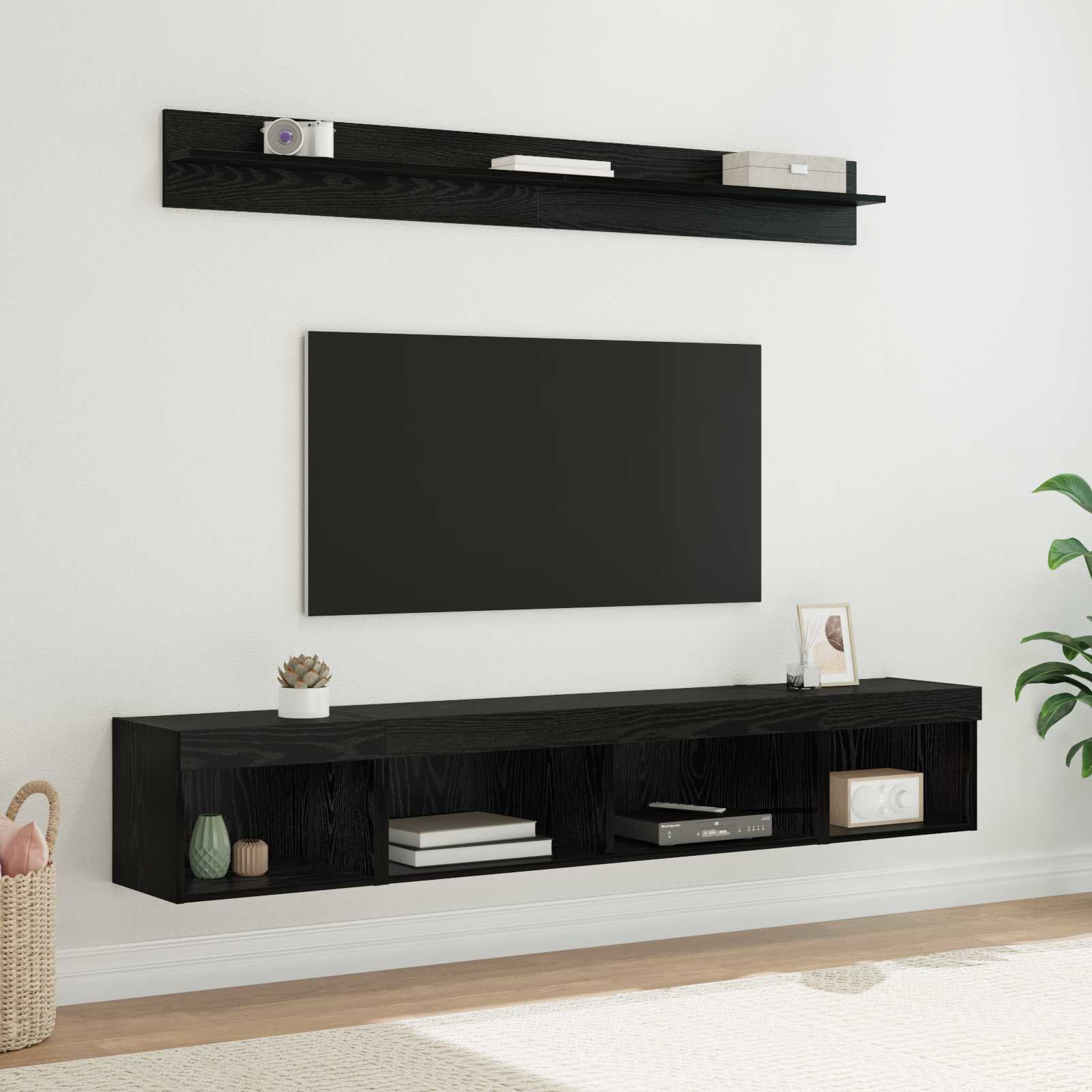 Ensemble de meuble TV mural 5 pcs Chêne noir Bois d'ingénierie - XIOS