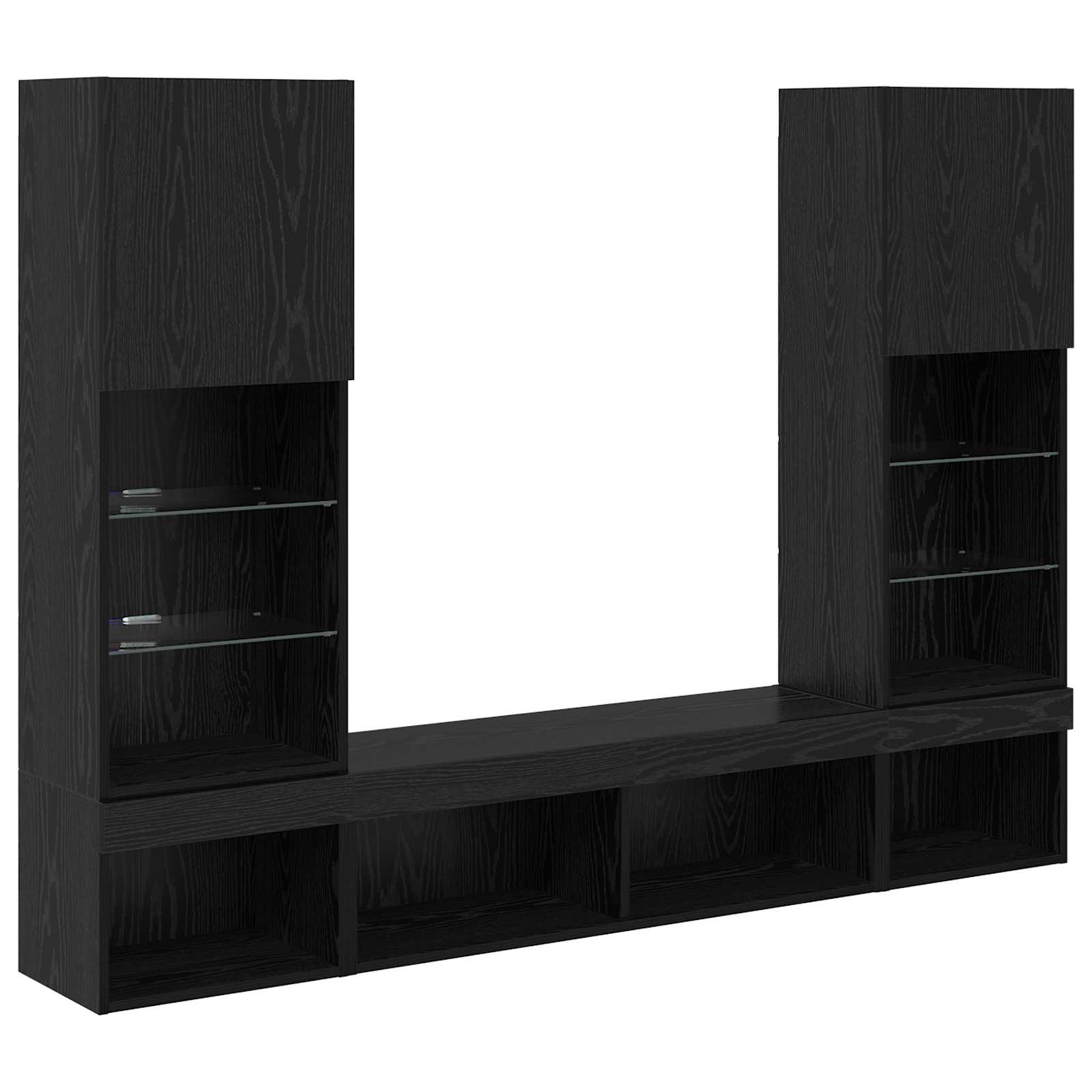 Unités murales TV avec LED 5 pcs Chêne noir 40,5 x 30 x 102 cm - XIOS
