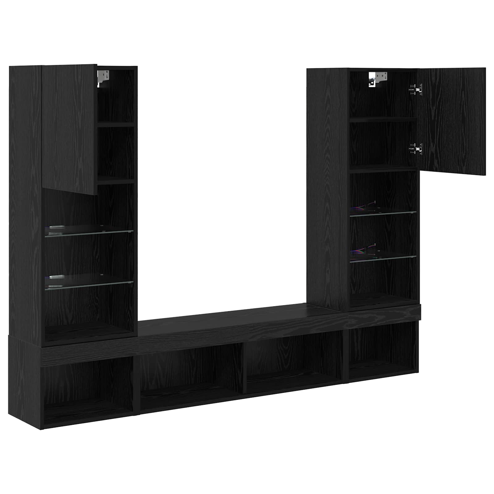 Unités murales TV avec LED 5 pcs Chêne noir 40,5 x 30 x 102 cm - XIOS
