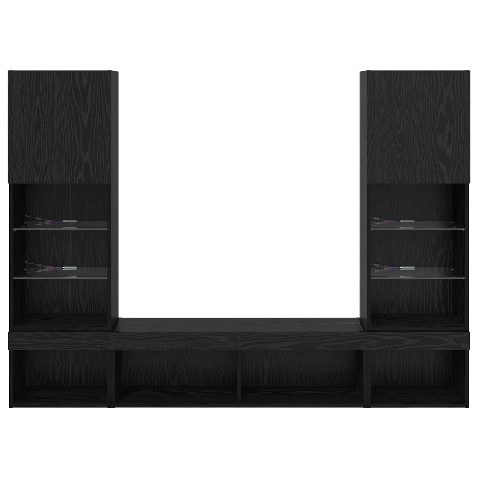Unités murales TV avec LED 5 pcs Chêne noir 40,5 x 30 x 102 cm - XIOS