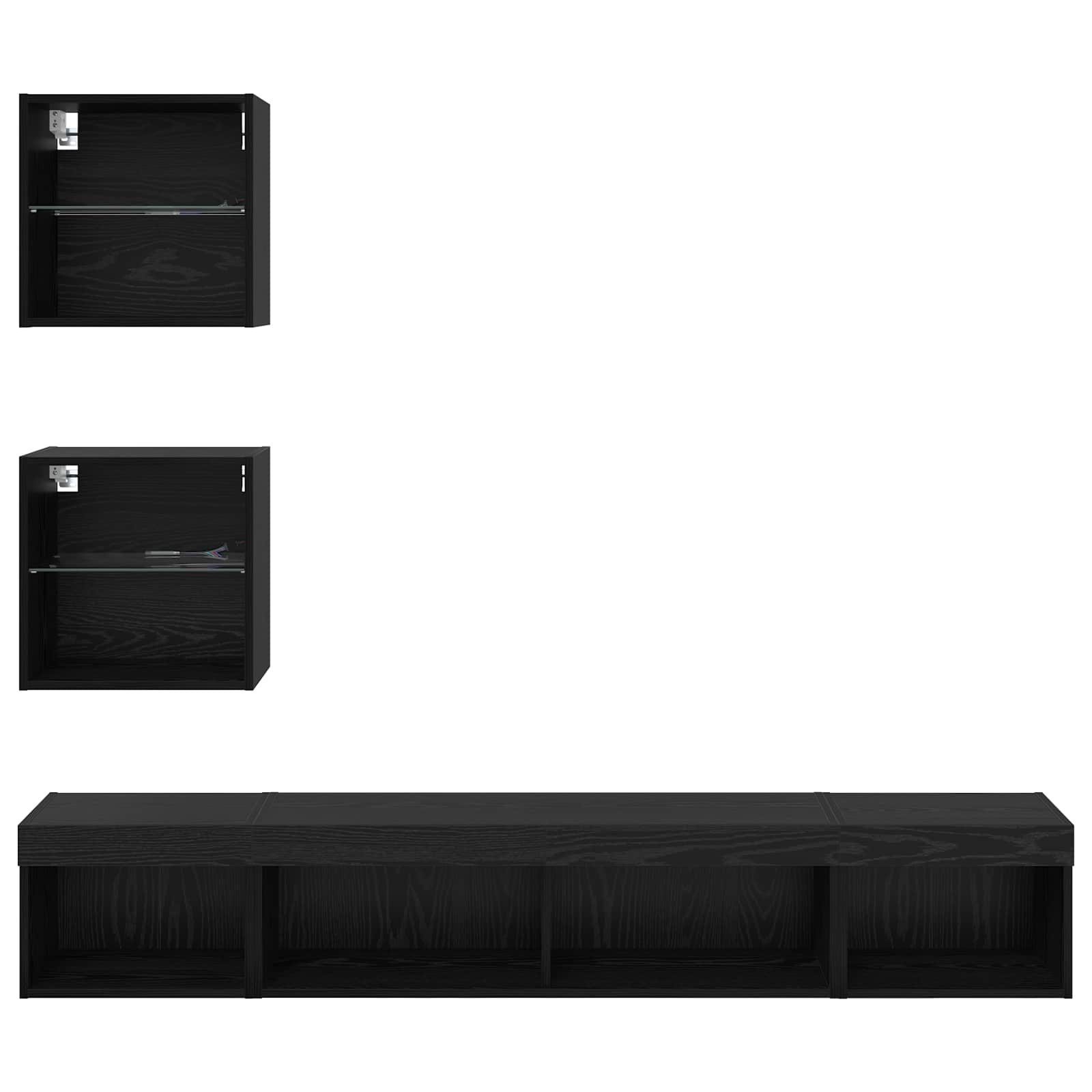 Unités murales TV avec LED 5 pcs Chêne noir 100 x 30 x 30 cm - XIOS
