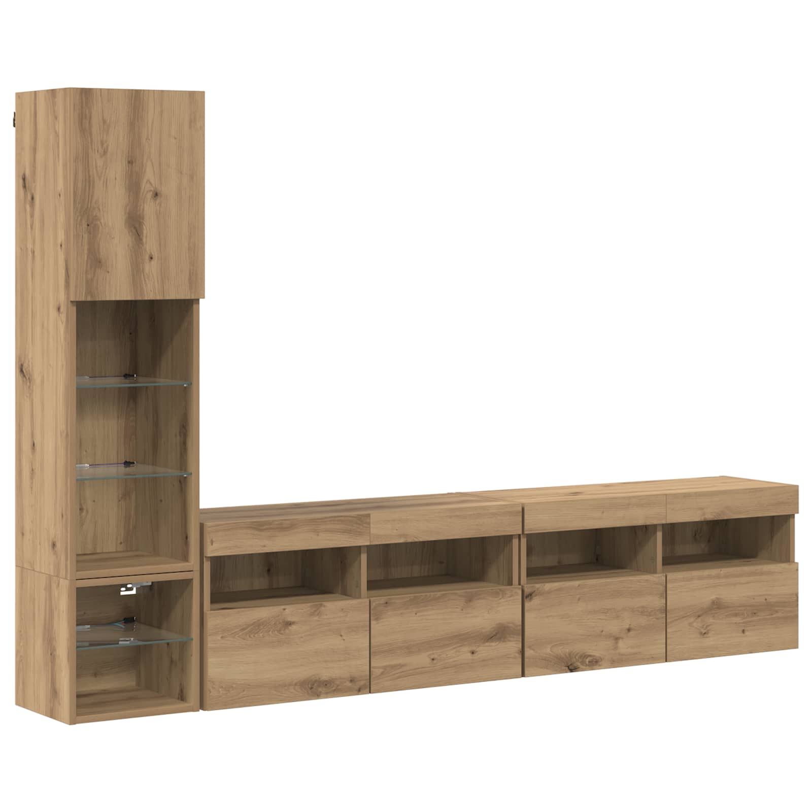 Unité murale de TV 4 pc Chêne artisanal Bois d'ingénierie