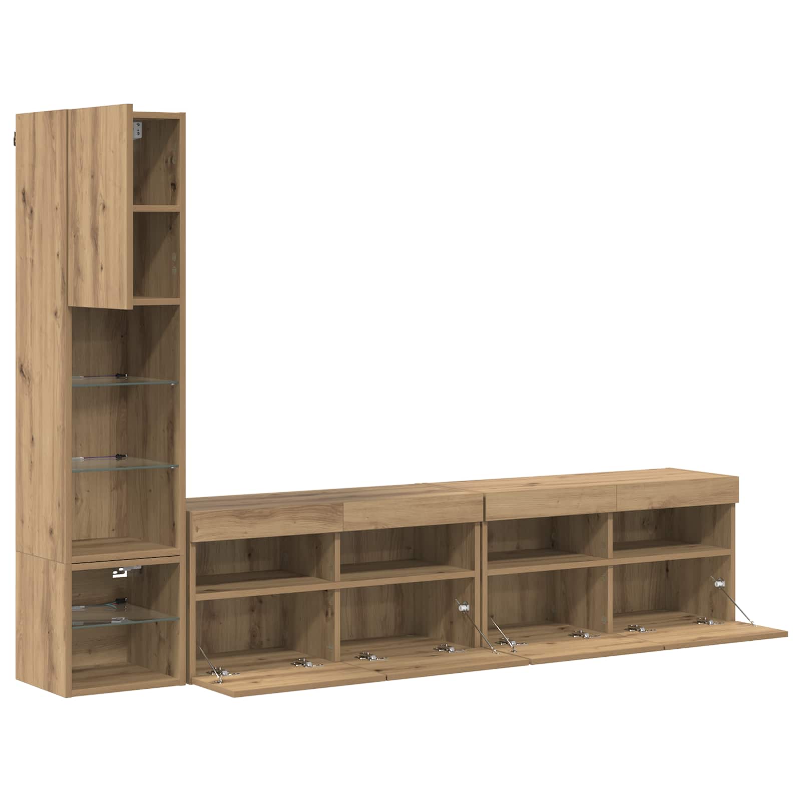 Unité murale de TV 4 pc Chêne artisanal Bois d'ingénierie