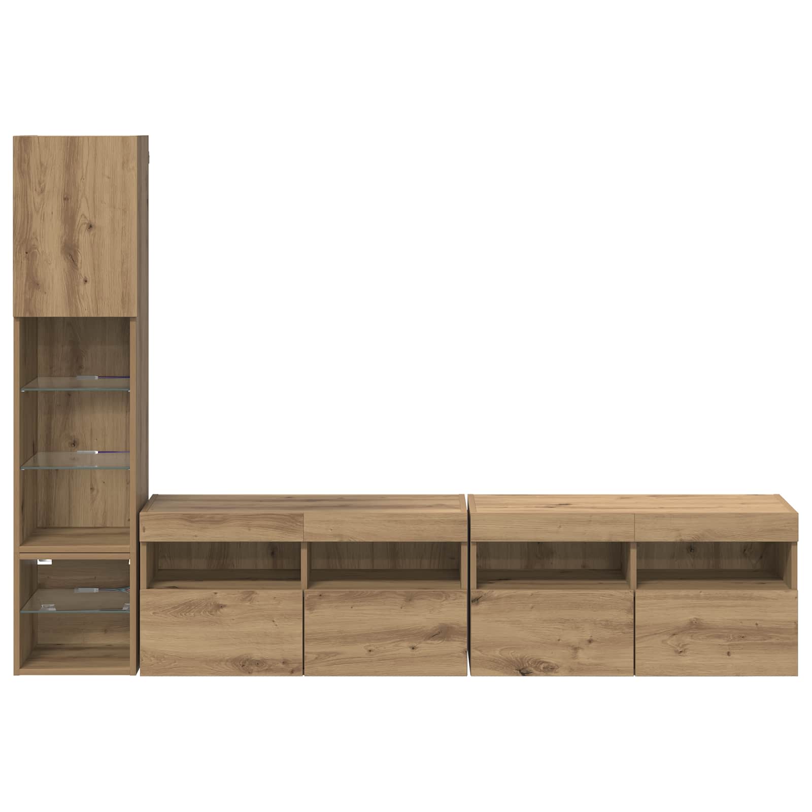 Unité murale de TV 4 pc Chêne artisanal Bois d'ingénierie