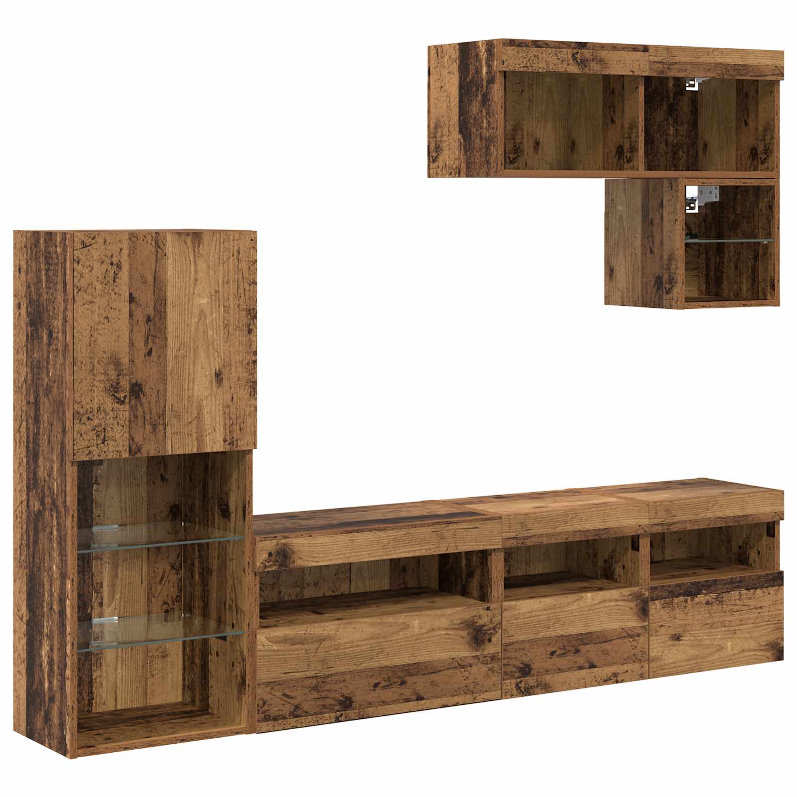 Meubles TV muraux 6 pc Bois ancien Bois d'ingénierie