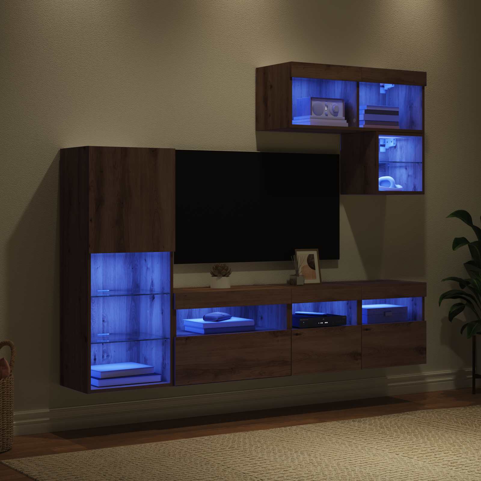 Meubles TV muraux 6 pc Chêne artisanal Bois d'ingénierie
