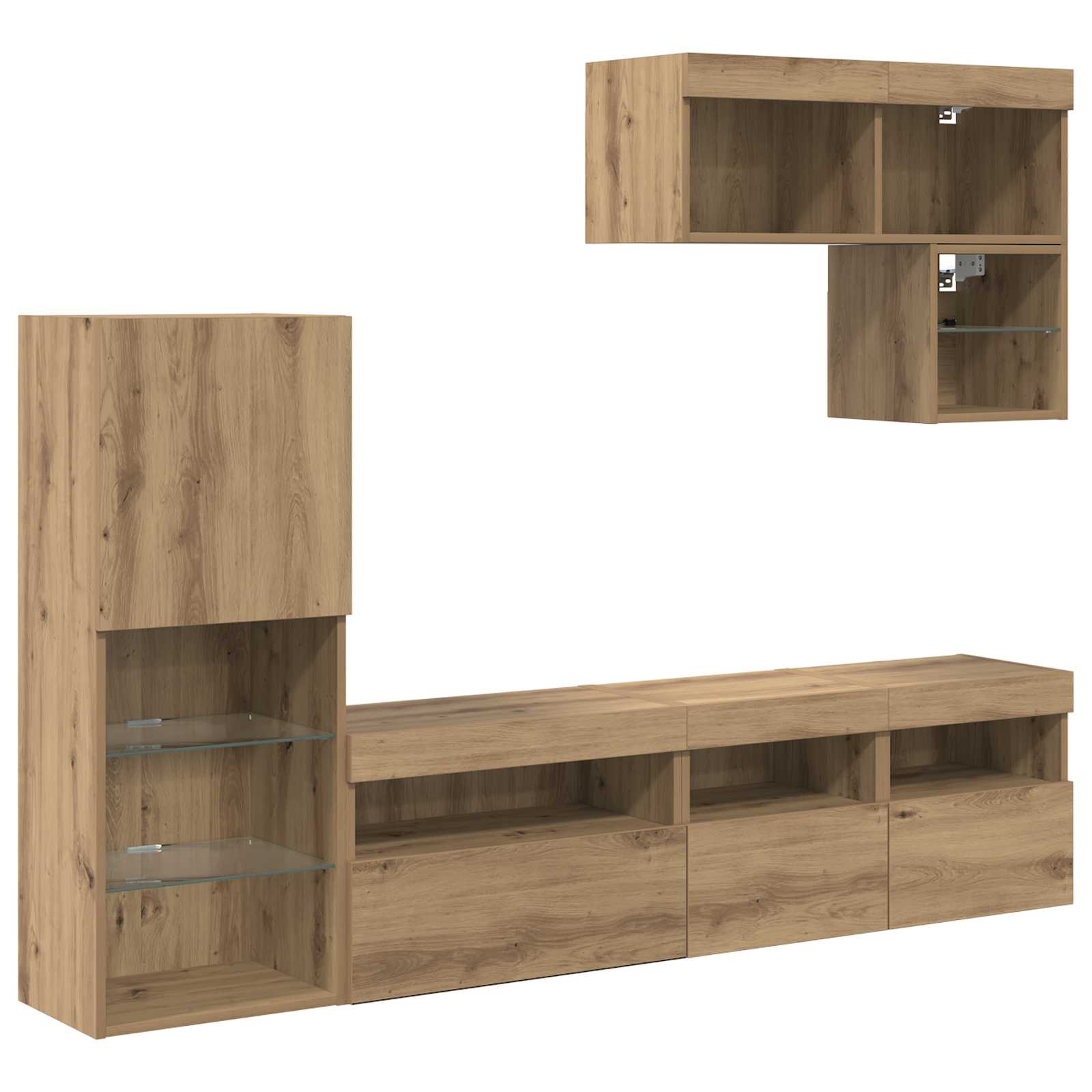 Meubles TV muraux 6 pc Chêne artisanal Bois d'ingénierie