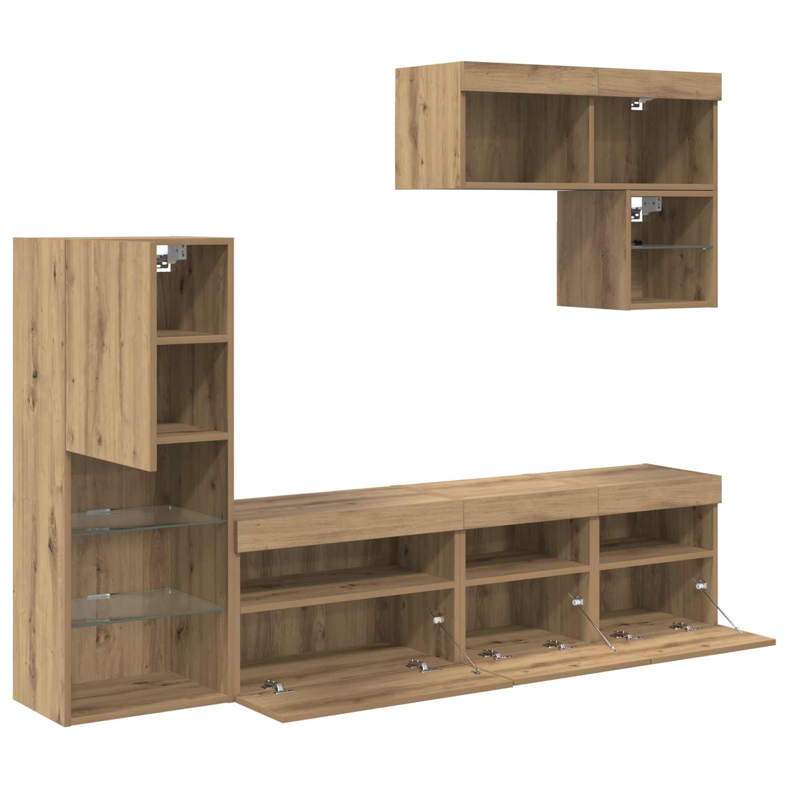 Meubles TV muraux 6 pc Chêne artisanal Bois d'ingénierie