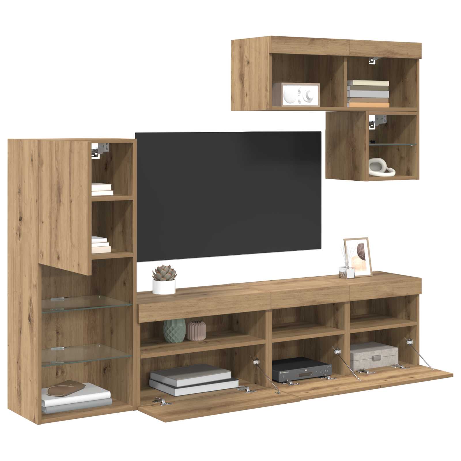 Meubles TV muraux 6 pc Chêne artisanal Bois d'ingénierie