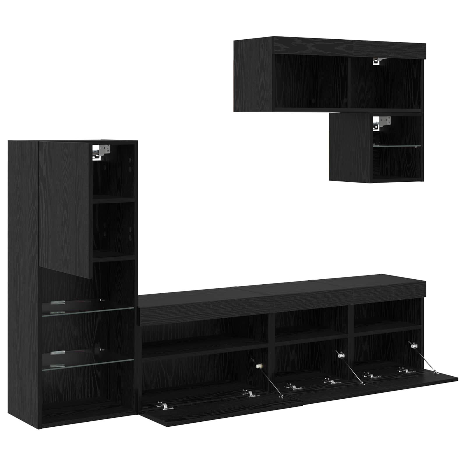 Meubles TV muraux 6 pc Chêne noir Bois d'ingénierie