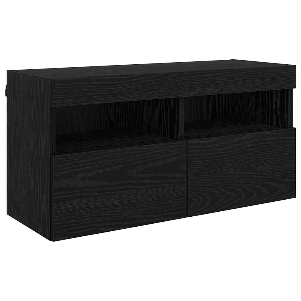 Unités murales TV avec LED 5 pc Chêne noir Bois d'ingénierie
